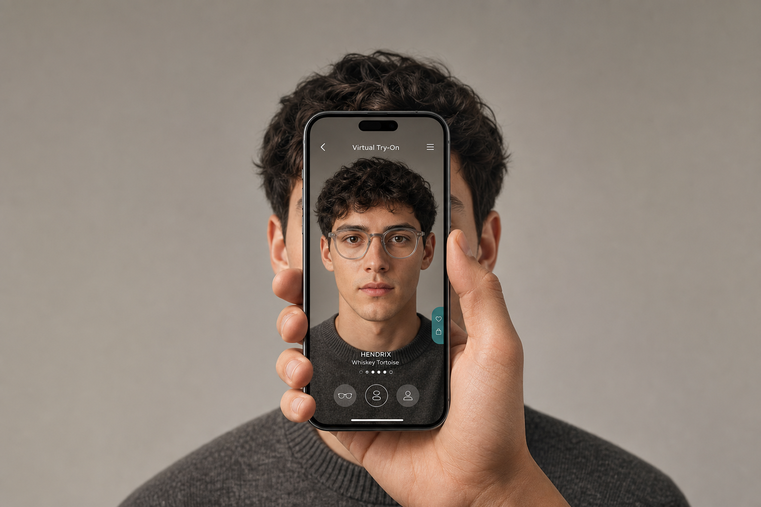 Virtual try-on on a phone — preview frames on your face in the browser